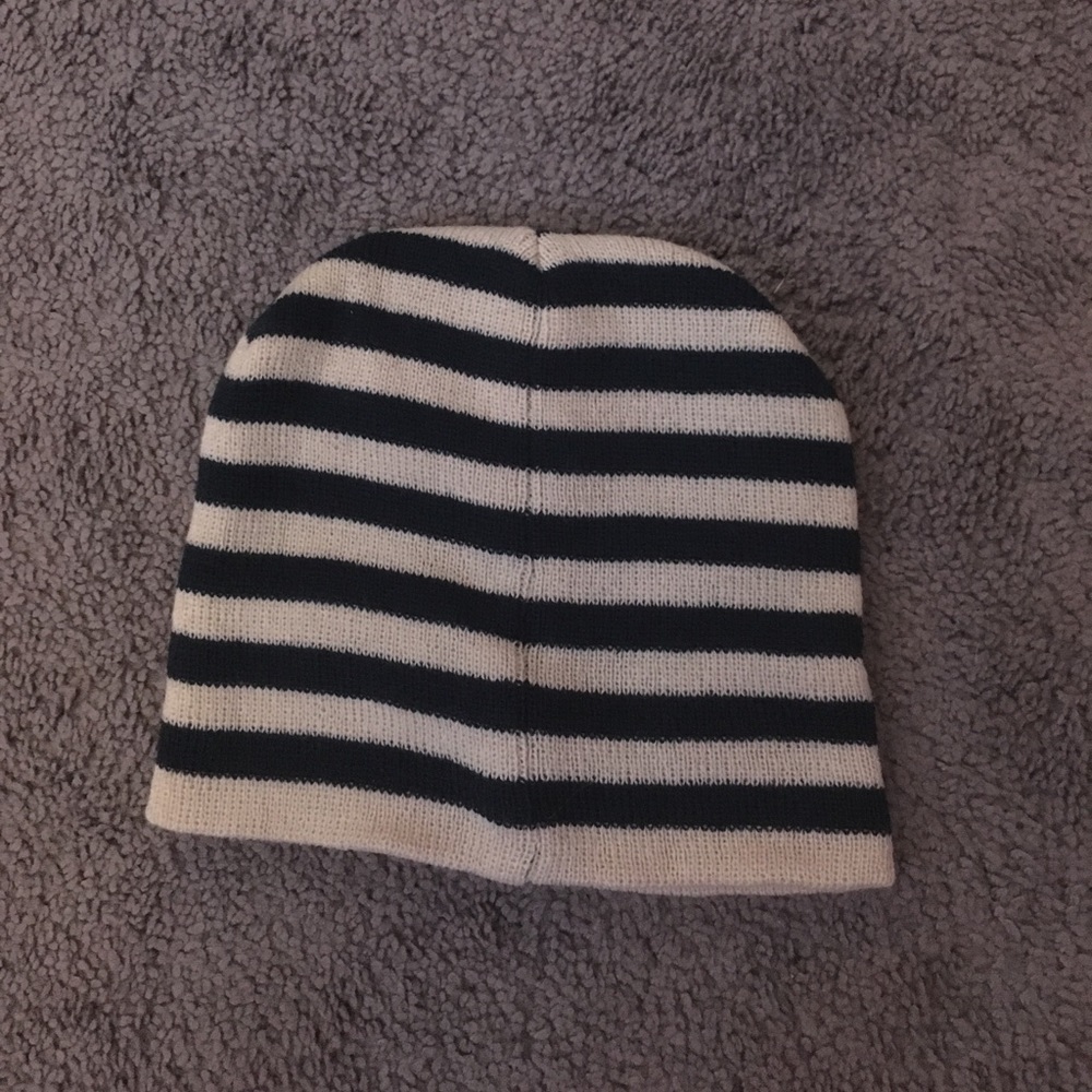 White and navy blue hat