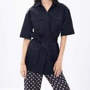 PETITE Banana Republic Navy Belted Military Shirt