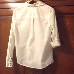 Forever 21 Red Sheer Button Down High Low Blouse
