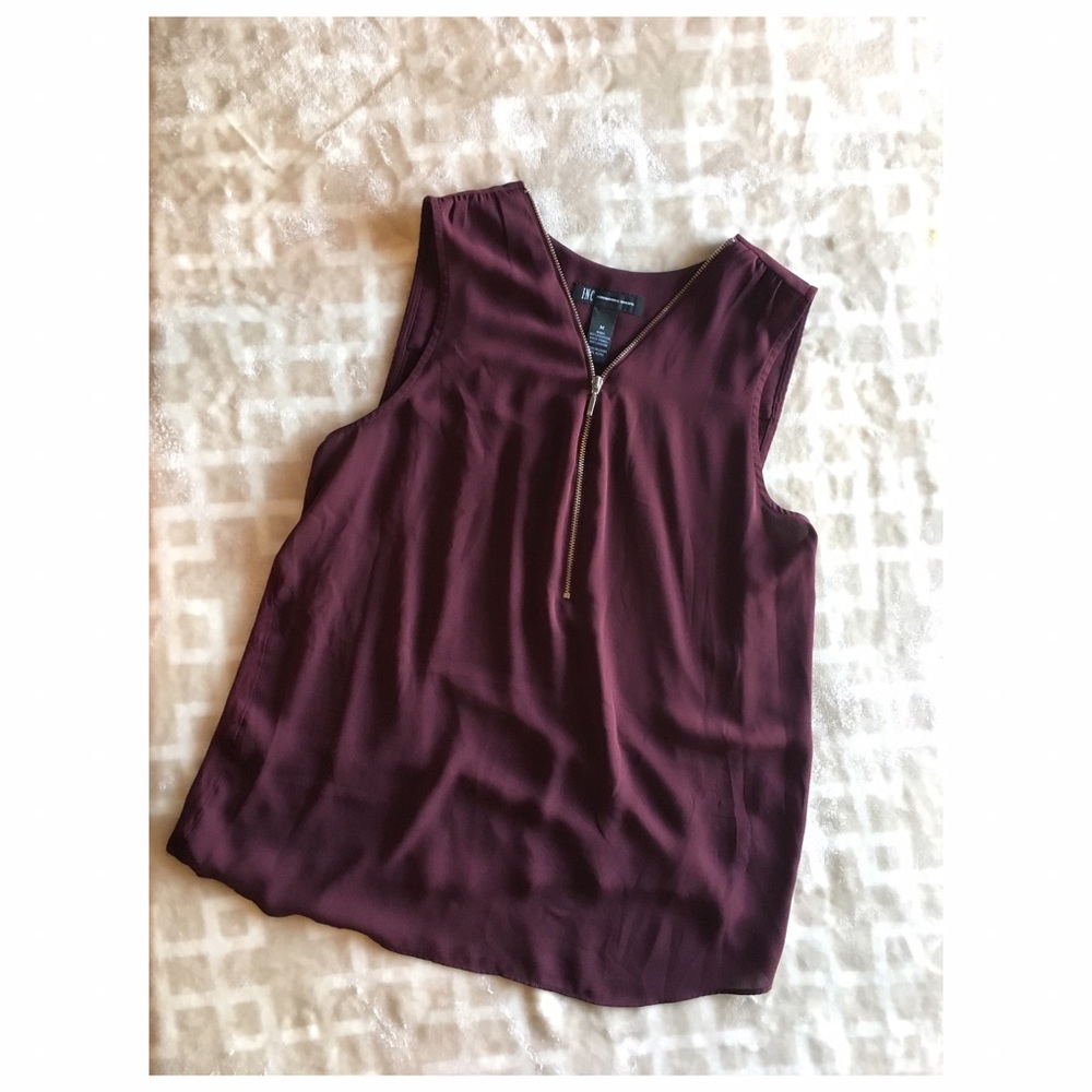 Burgundy Blouse with Zipper Detail