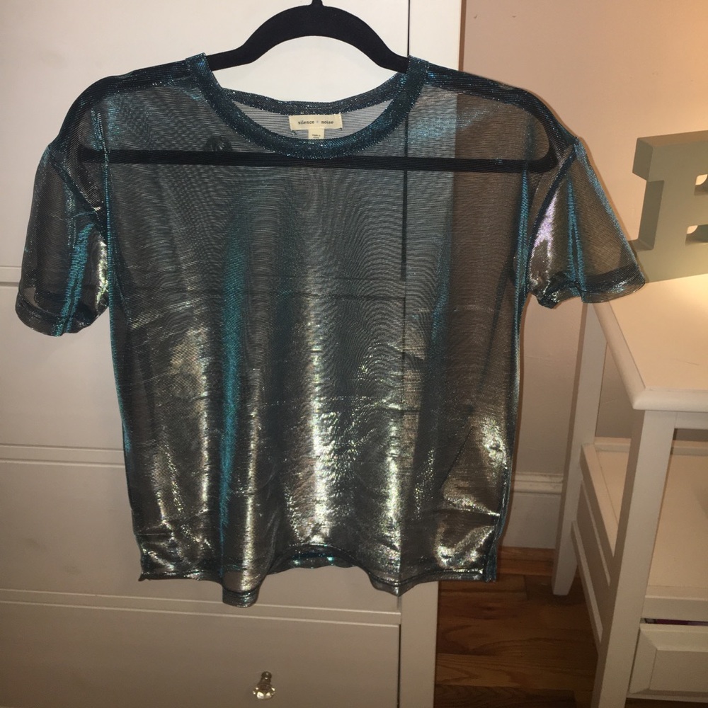 Blue mesh top