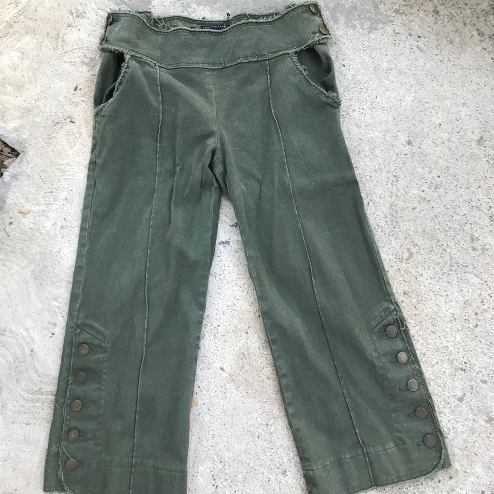 Distressed crop pants khaki millergirl