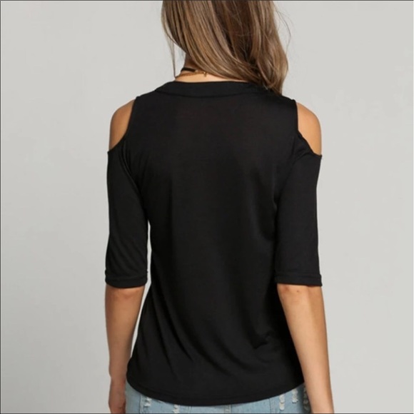 Lace Up Sexy V-Neck Open Cold-Shoulder -  Wine Red - Picture 3 of 8