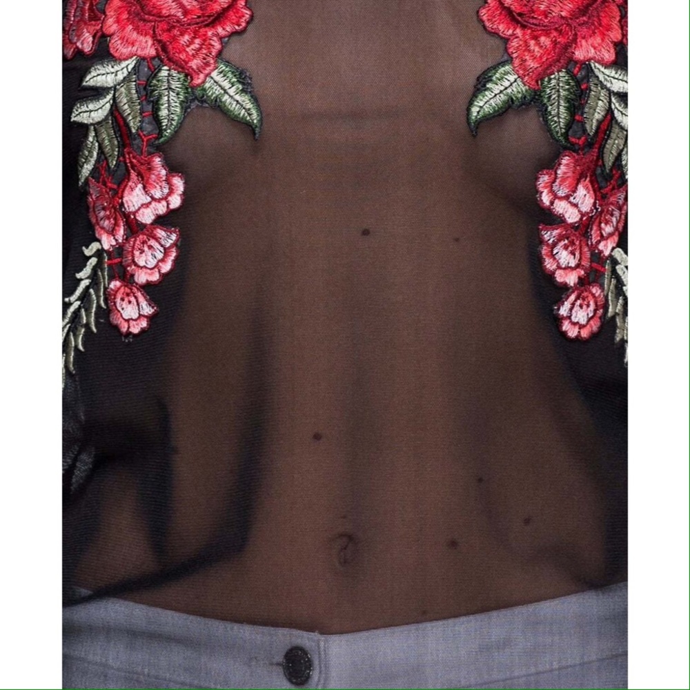💎NEW💎 Cascading Rose Mesh Crop Tee - Picture 5 of 8