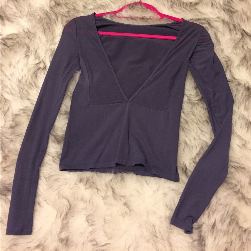 Free People blue mesh backless top