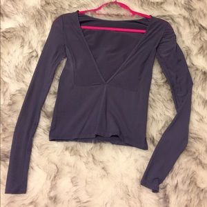 Free People blue mesh backless top