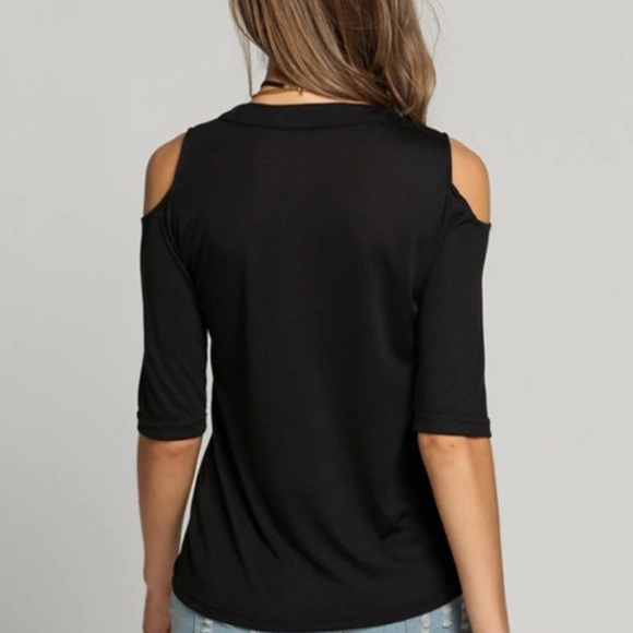 Lace Up Sexy V-Neck Open Cold Shoulder Top- White - Picture 5 of 8