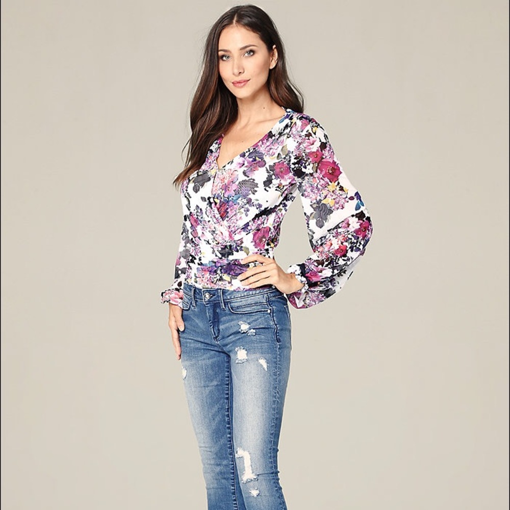 Bebe Surplice Blossom Top