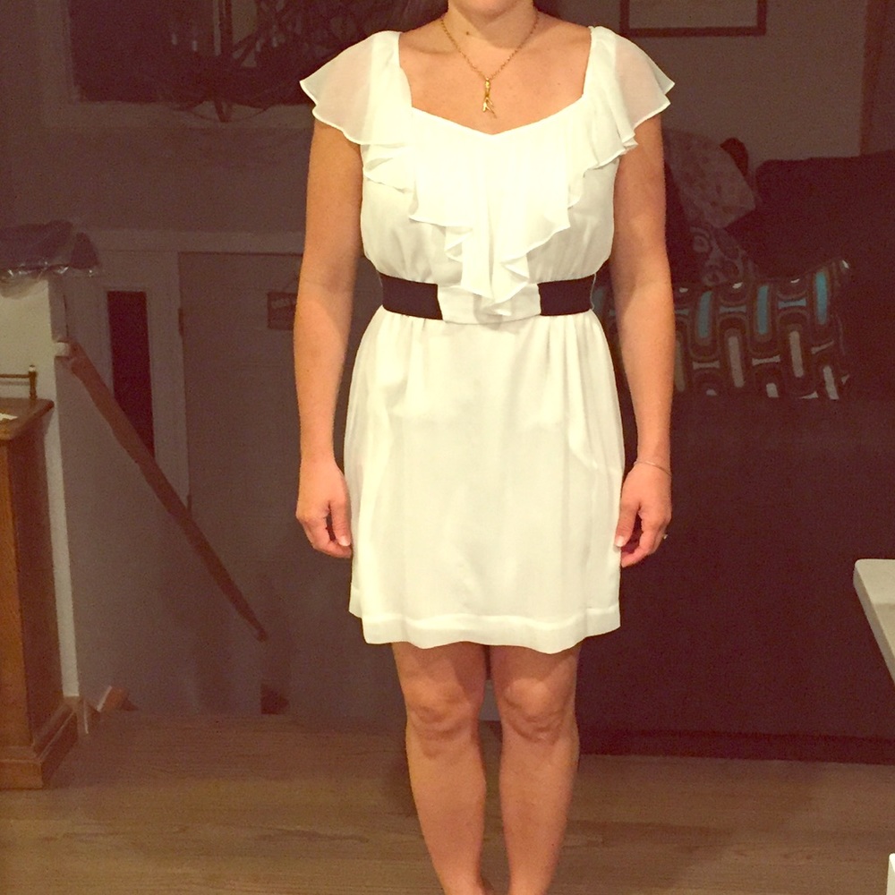 BCBG White Belted Dress