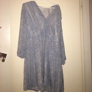 Grey and light blue Boden v neck dress