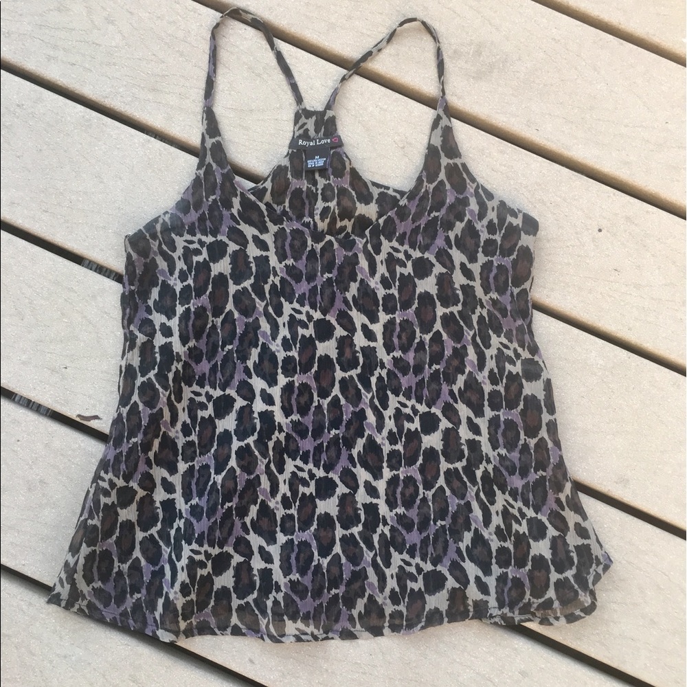 Leopard Print Cami Layered Crepe Tank R19 - Picture 3 of 8