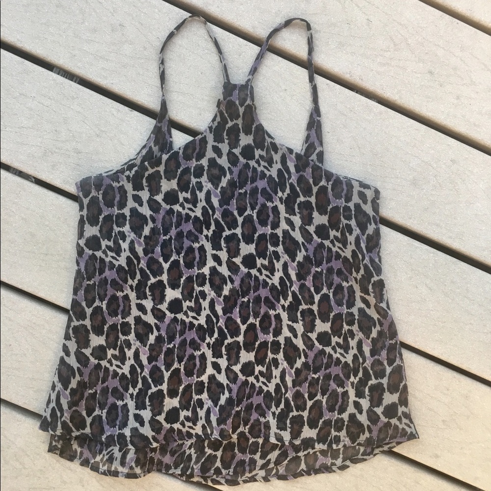 Leopard Print Cami Layered Crepe Tank R19 - Picture 4 of 8