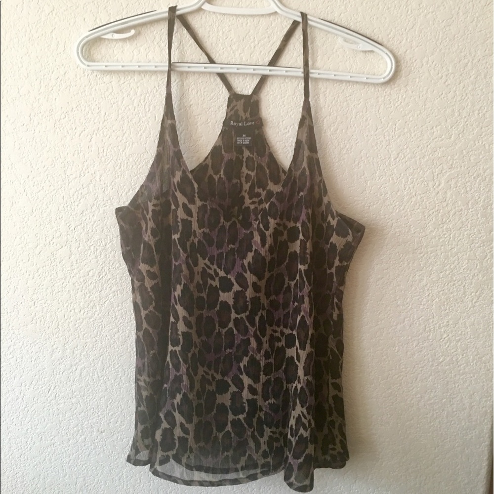 Leopard Print Cami Layered Crepe Tank R19 - Picture 7 of 8