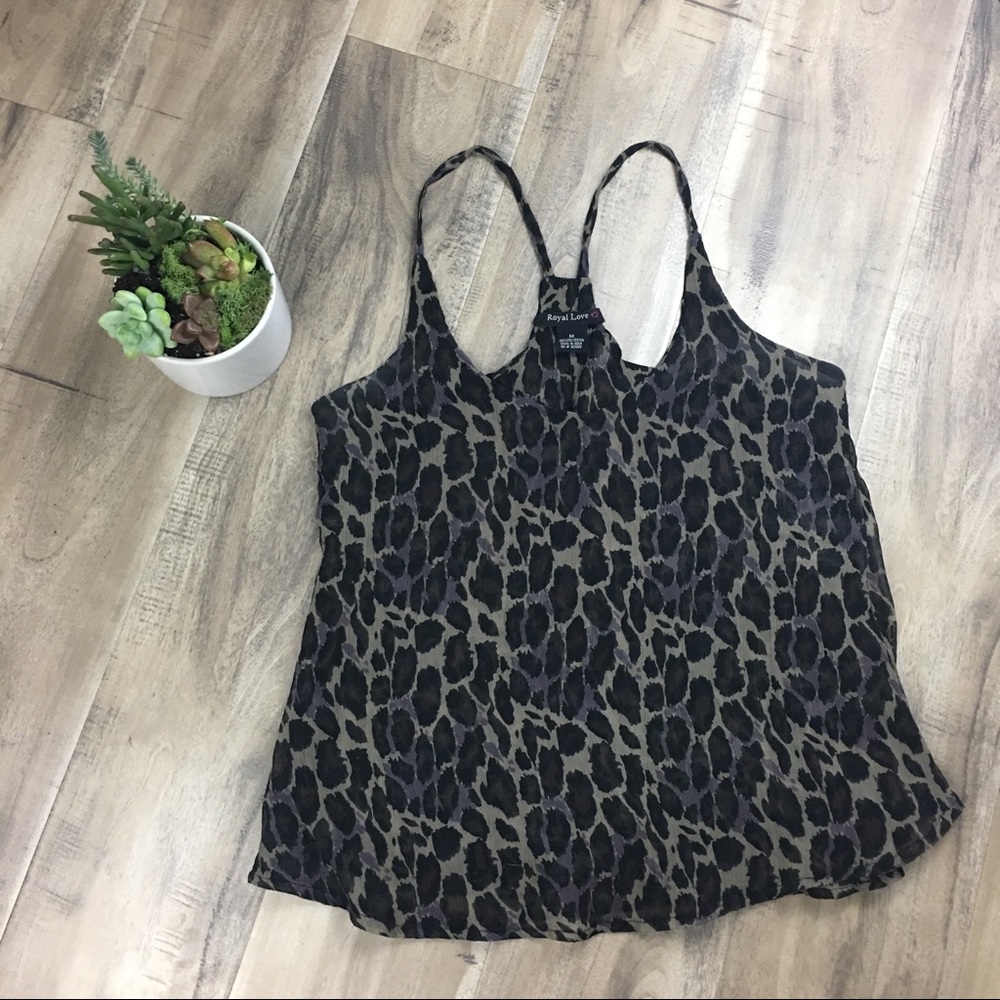 Leopard Print Cami Layered Crepe Tank R19