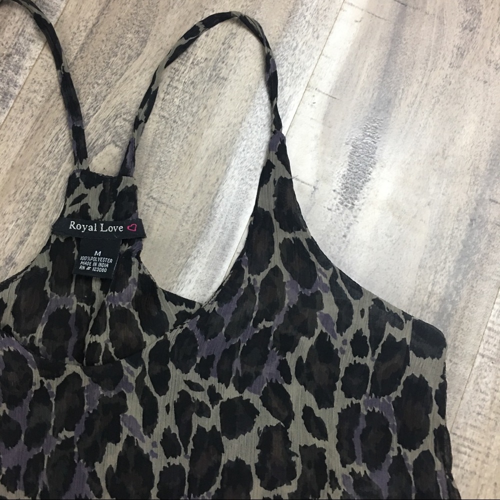 Leopard Print Cami Layered Crepe Tank R19 - Picture 2 of 8