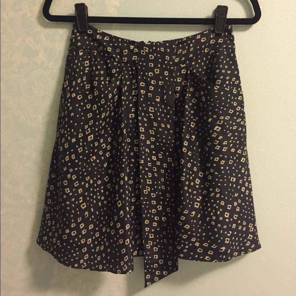 Anthropologie Lil Pattern Silk Pleated Skirt