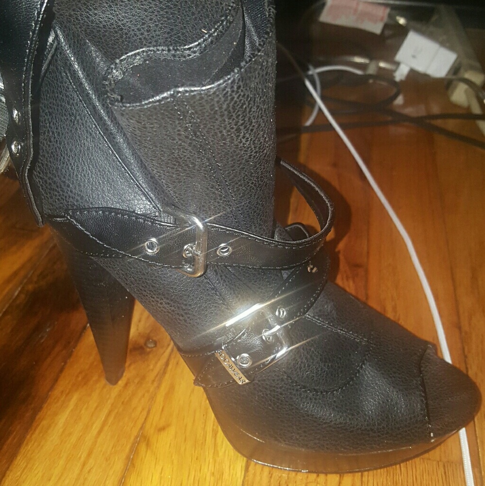 Black Peep=toe Booties