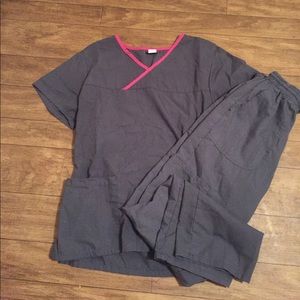 Grey and pink scrub set