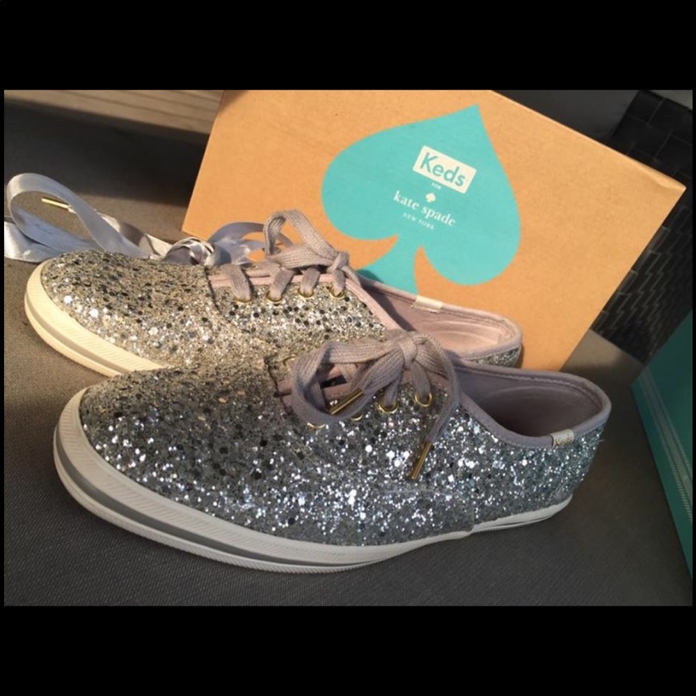 Kate Spade silver glitter size 7 tennis shoes
