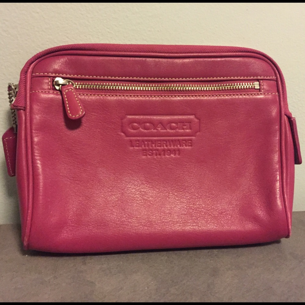Coach Raspberry Leather Cosmetic Bag