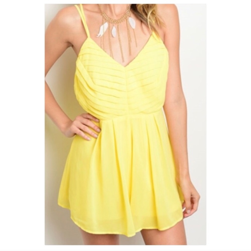 Yellow Strap Back Romper - Picture 1 of 3