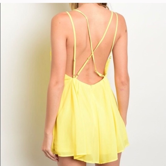 Yellow Strap Back Romper - Picture 2 of 3