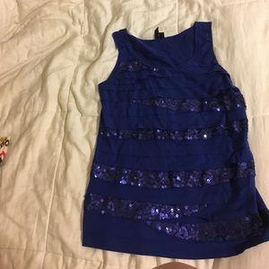 PS BLUE SEQUIN RUFFLE TANK TOP