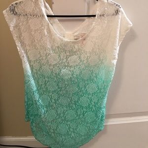 Ombre mint lace top