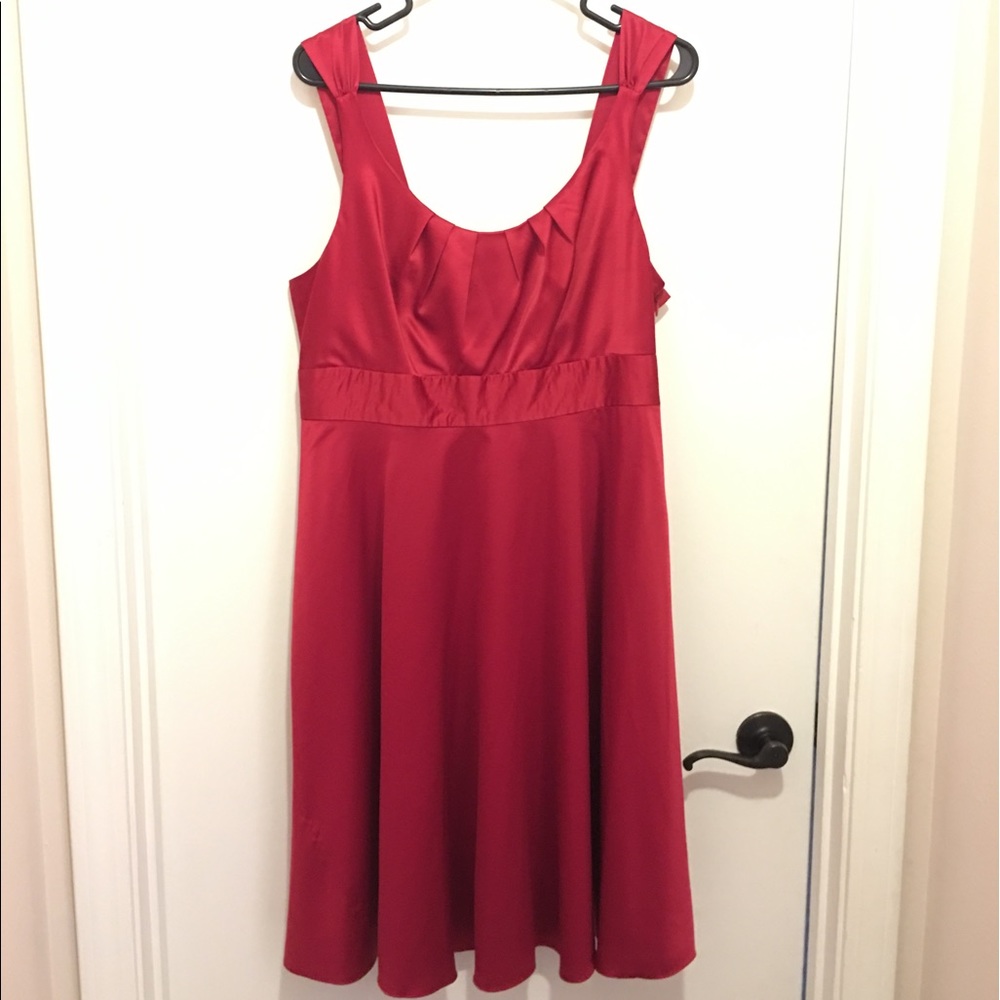 Red satin dress from The Limited
