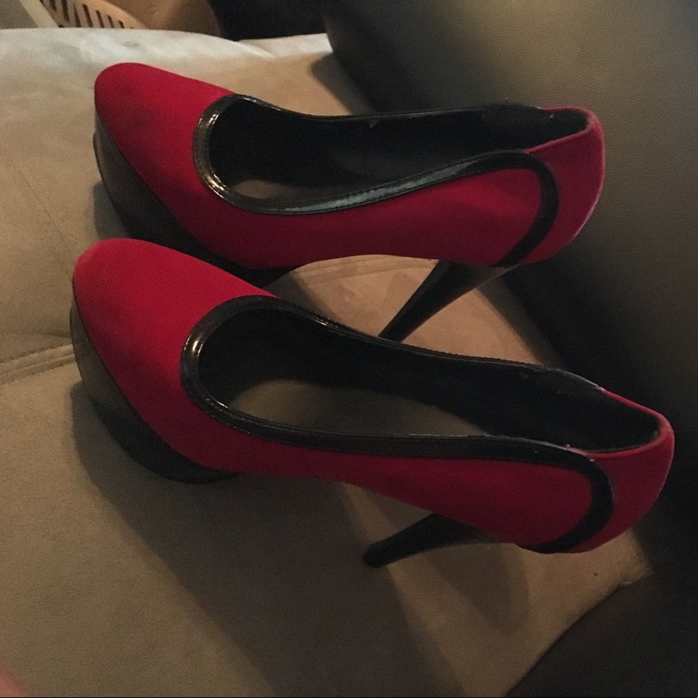 6 inch heels red/black QUPID