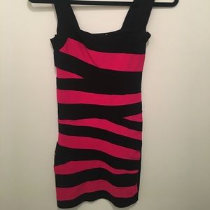 Bebe pink and black bandage dress