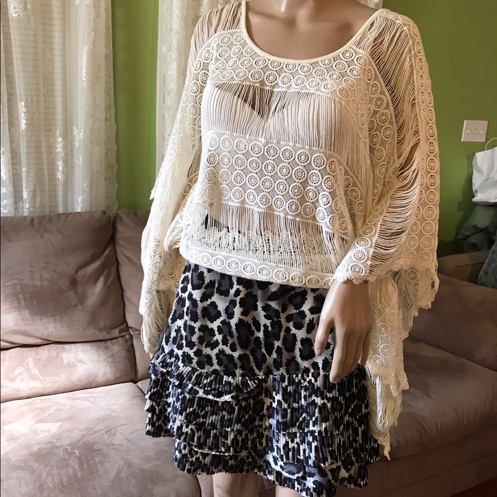 Cream see through crochet style from top HearLoom