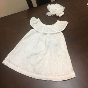 🌟White Summer dress and Flower headband