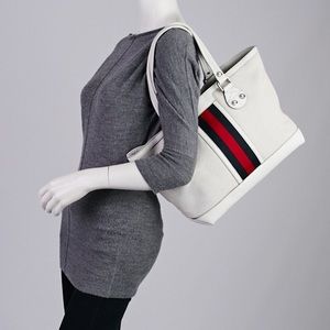 Gucci White Canvas Vintage Web Sunset Bag