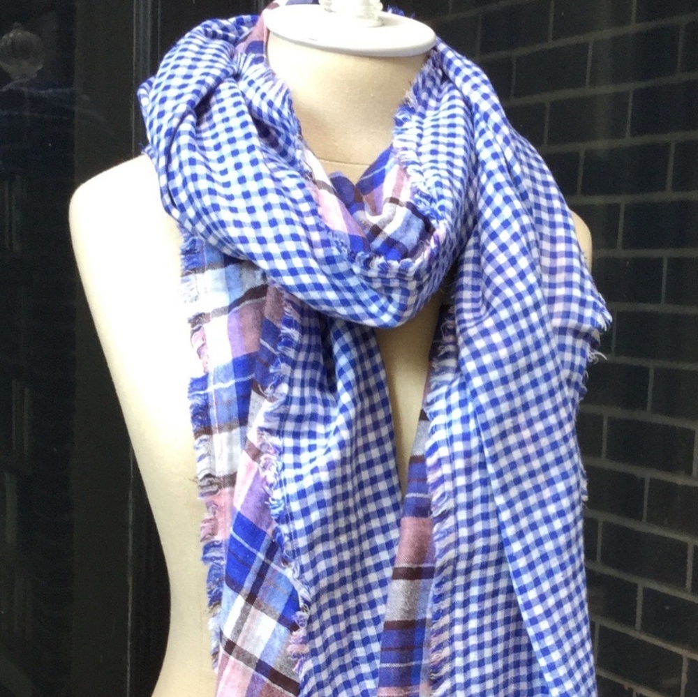 Double-Sided Mediterranean Plaid Scarf