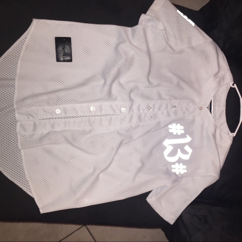 Reflective white button up jersey