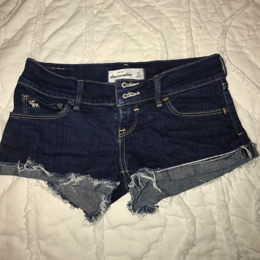 Abercrombie dark wash jean shorts