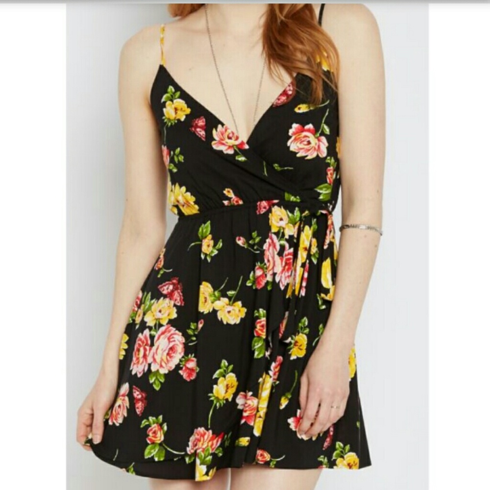 Black with flowers dress