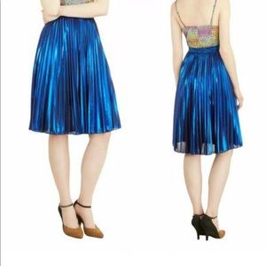 BNWT Metallic blue pleated skirt
