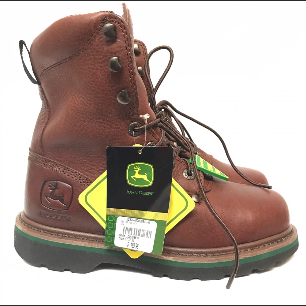 John Deere Steel Toe Boots 6.5 New Leather Safety