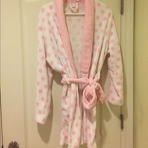 Pink and White Polka-Dot Bath Robe