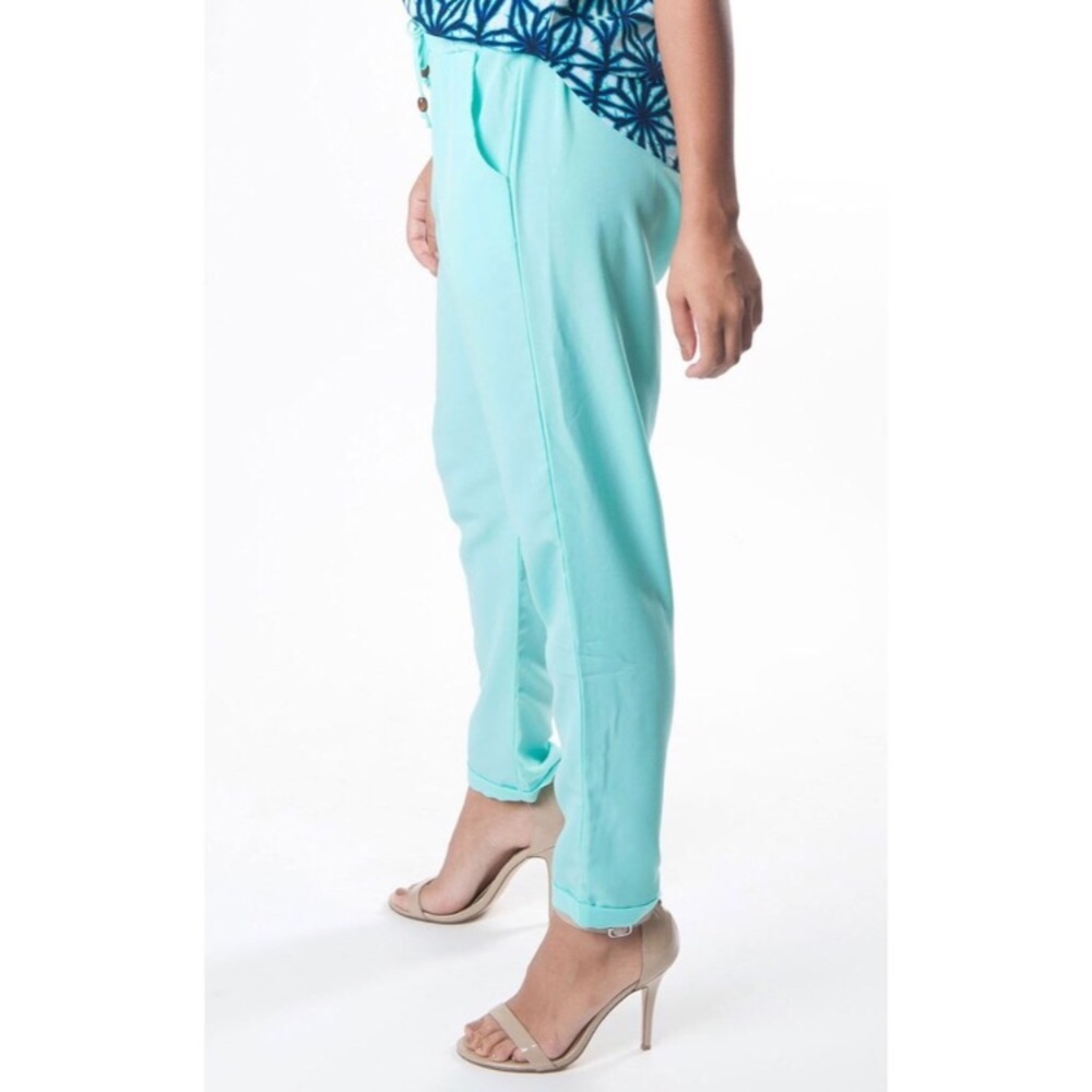 Turquoise drawstring pant