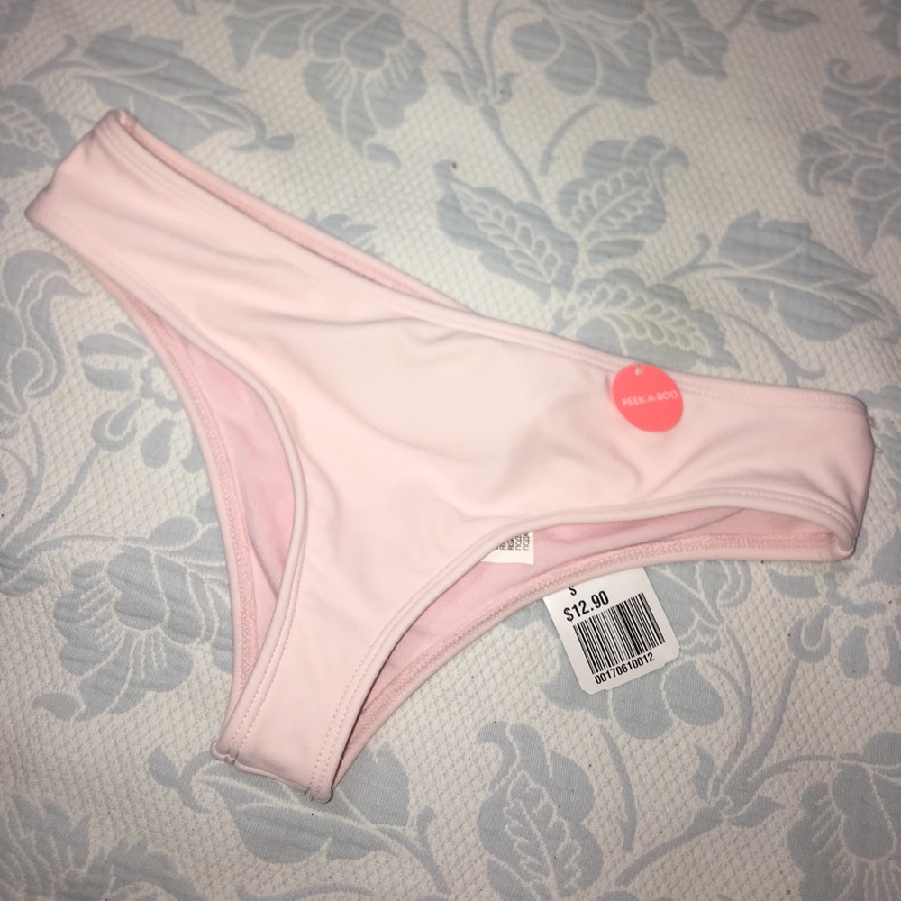 NWT Forever 21 Peek-a-boo Blush Pink Bikini Bottom