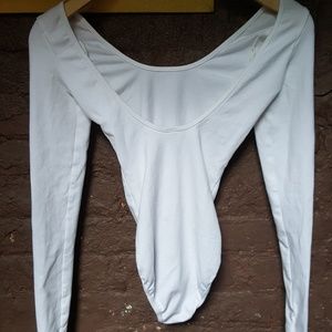 Cotton spandex long sleeve Double U bodysuit