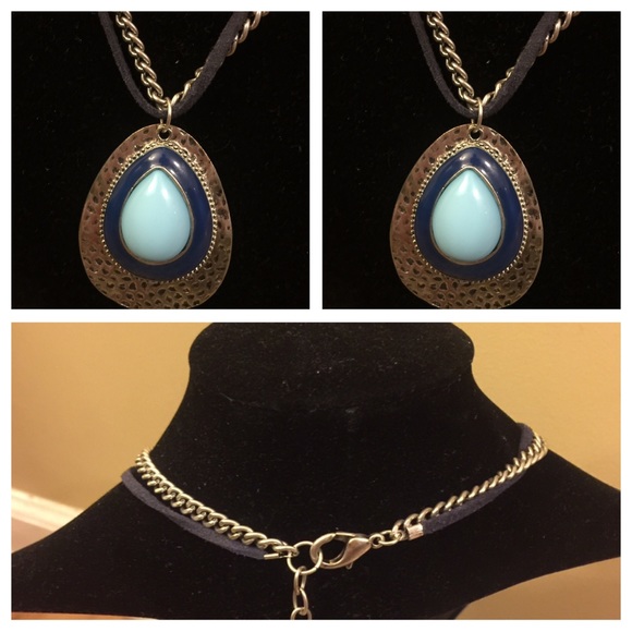 Elegant Ruby Rd  Suede leather silver necklace - Picture 3 of 7