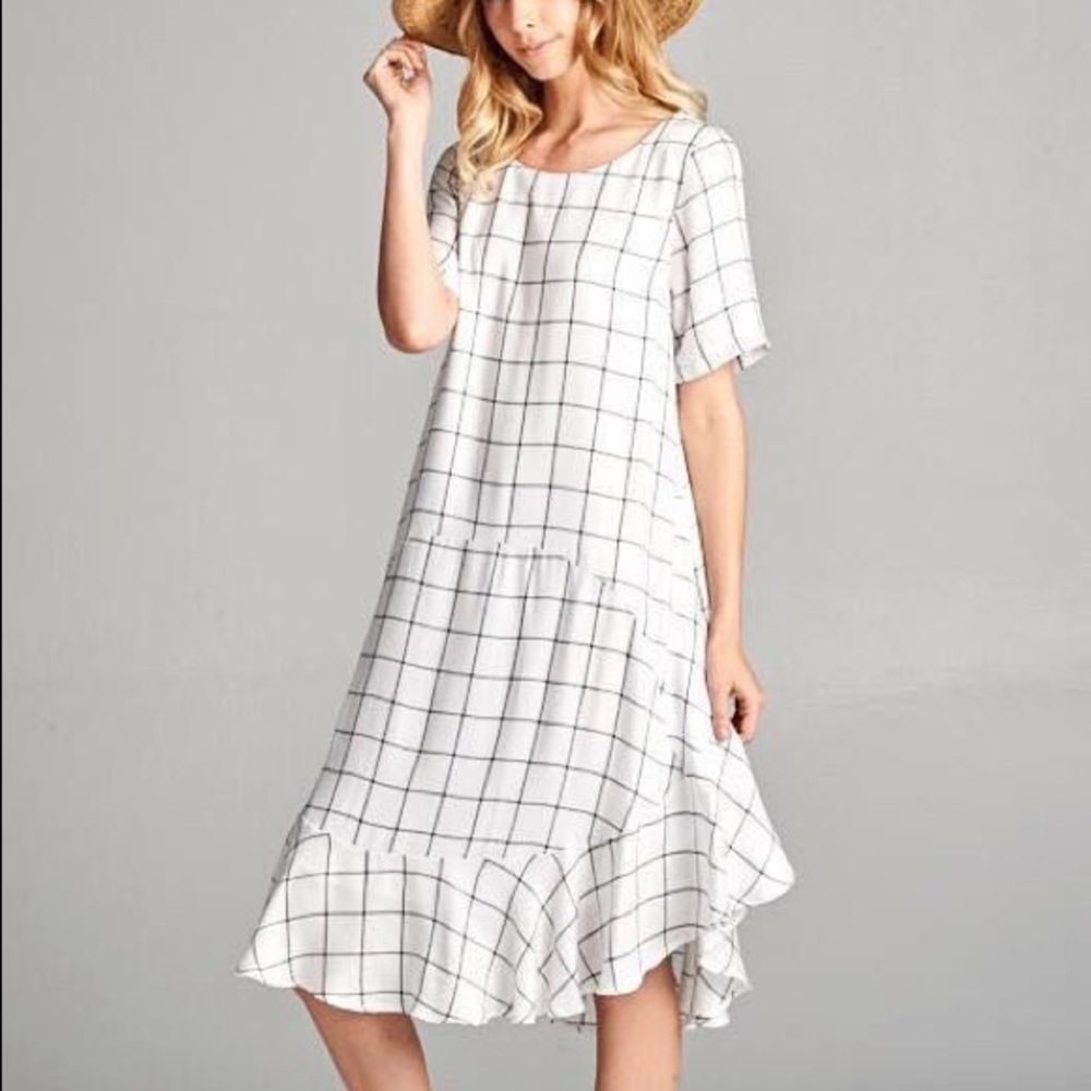 MARK DOWN! Ivory plaid dress! PERFECT FOR SPRING!!