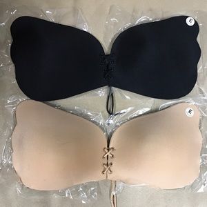 Self adhesive sticky gel lace up bra size E