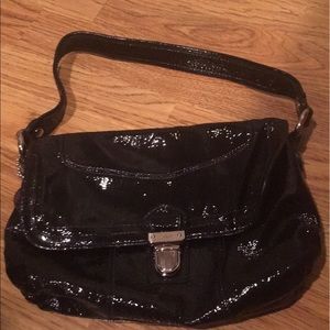 Black leather coach handbag