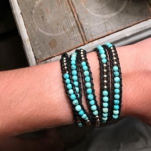 Leather Beaded Wrap Bracelet