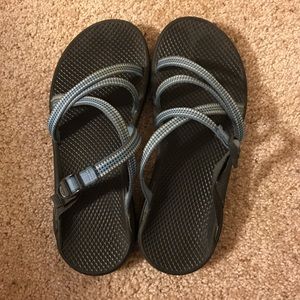 Chaco backless sandals.